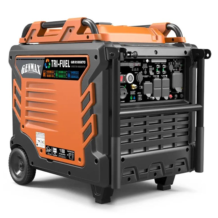 GENMAX GM10500iETC Tri-Fuel Inverter Generator 8500W/10500W 50 Amp Remote Start Scratch and Dent