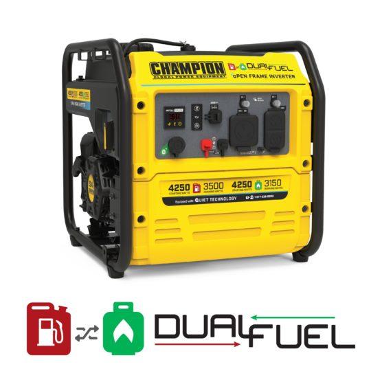 Champion 200977 3500W/4250W Generator Dual Fuel Inverter Open Frame New