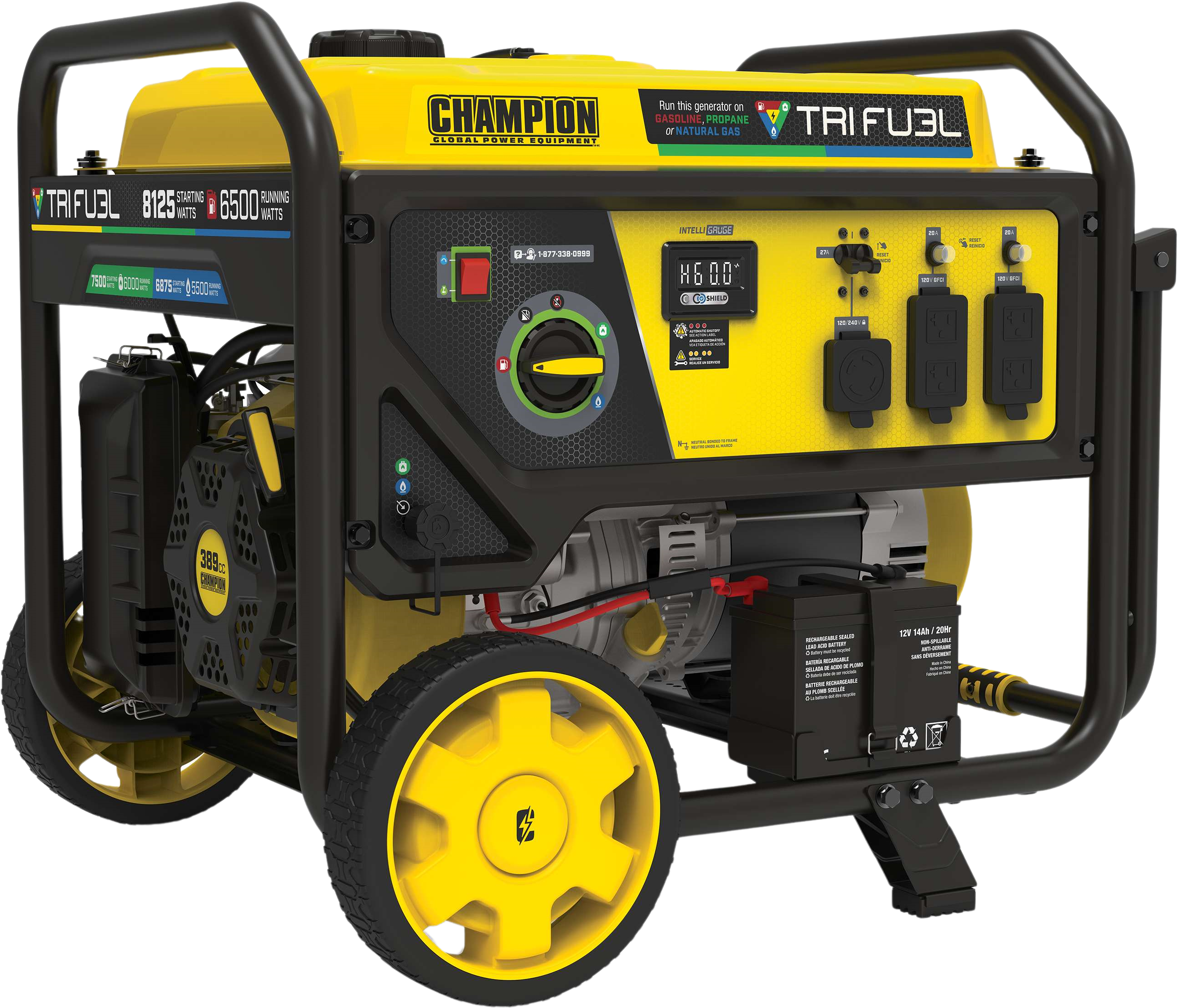 Champion 201169 6500W/8125W Generator Tri-Fuel Gas Propane Natural Gas CO Shield Electric Start New