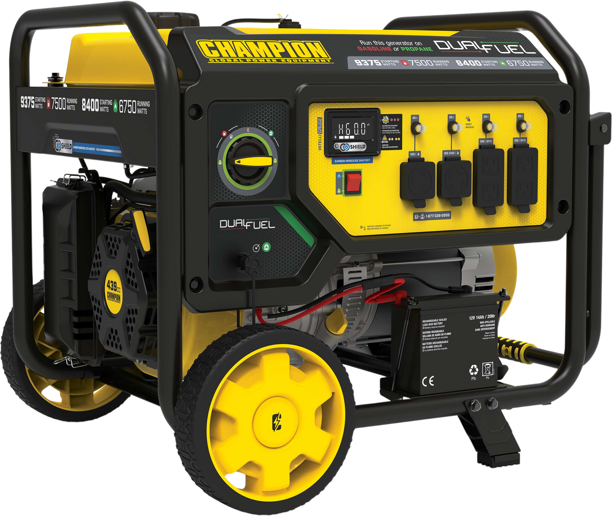 Champion 201281 7500W/9375W Generator Dual Fuel Gas Propane CO Shield Electric Start New