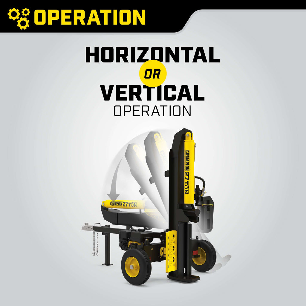 Champion 201312 27-Ton Log Splitter Horizontal/Vertical Full Beam Gas with Auto Return New