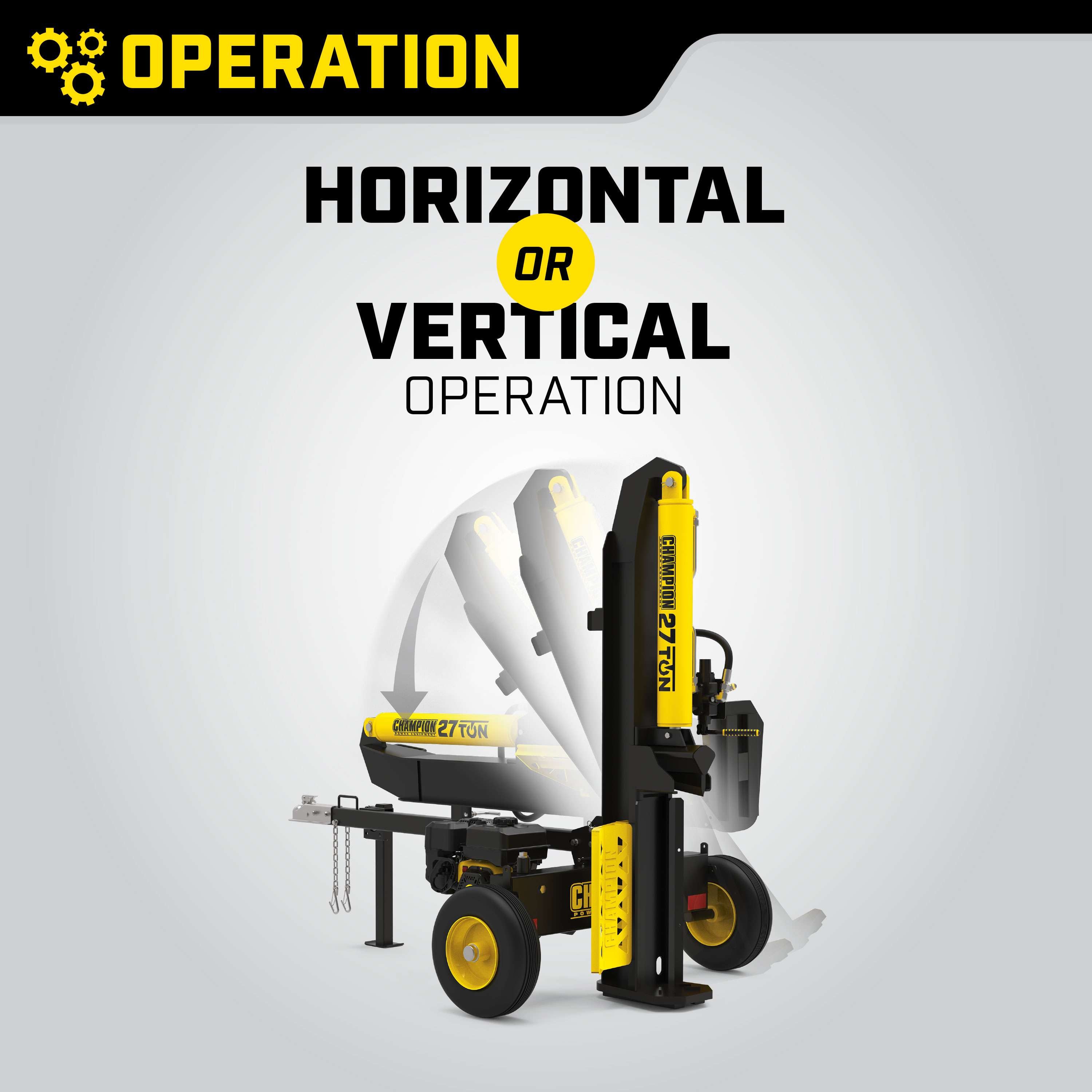 Champion 201312 27-Ton Log Splitter Horizontal/Vertical Full Beam Gas with Auto Return New