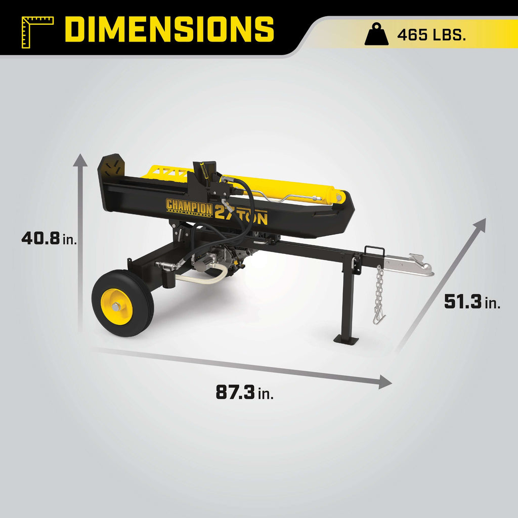 Champion 201312 27-Ton Log Splitter Horizontal/Vertical Full Beam Gas with Auto Return New