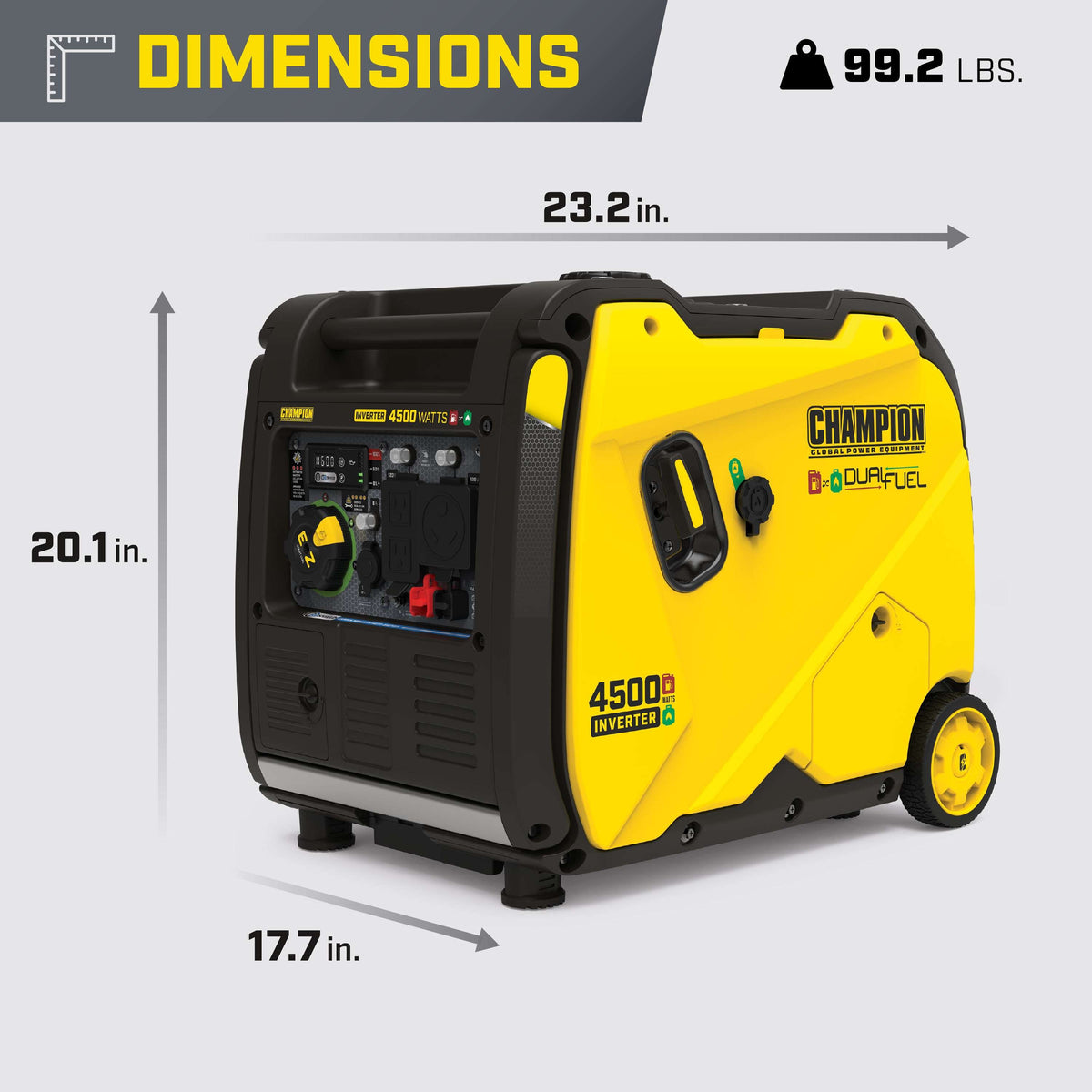 Champion 2001319 3500W/4500W Generator Dual Fuel Inverter Electric Start with CO Shield New