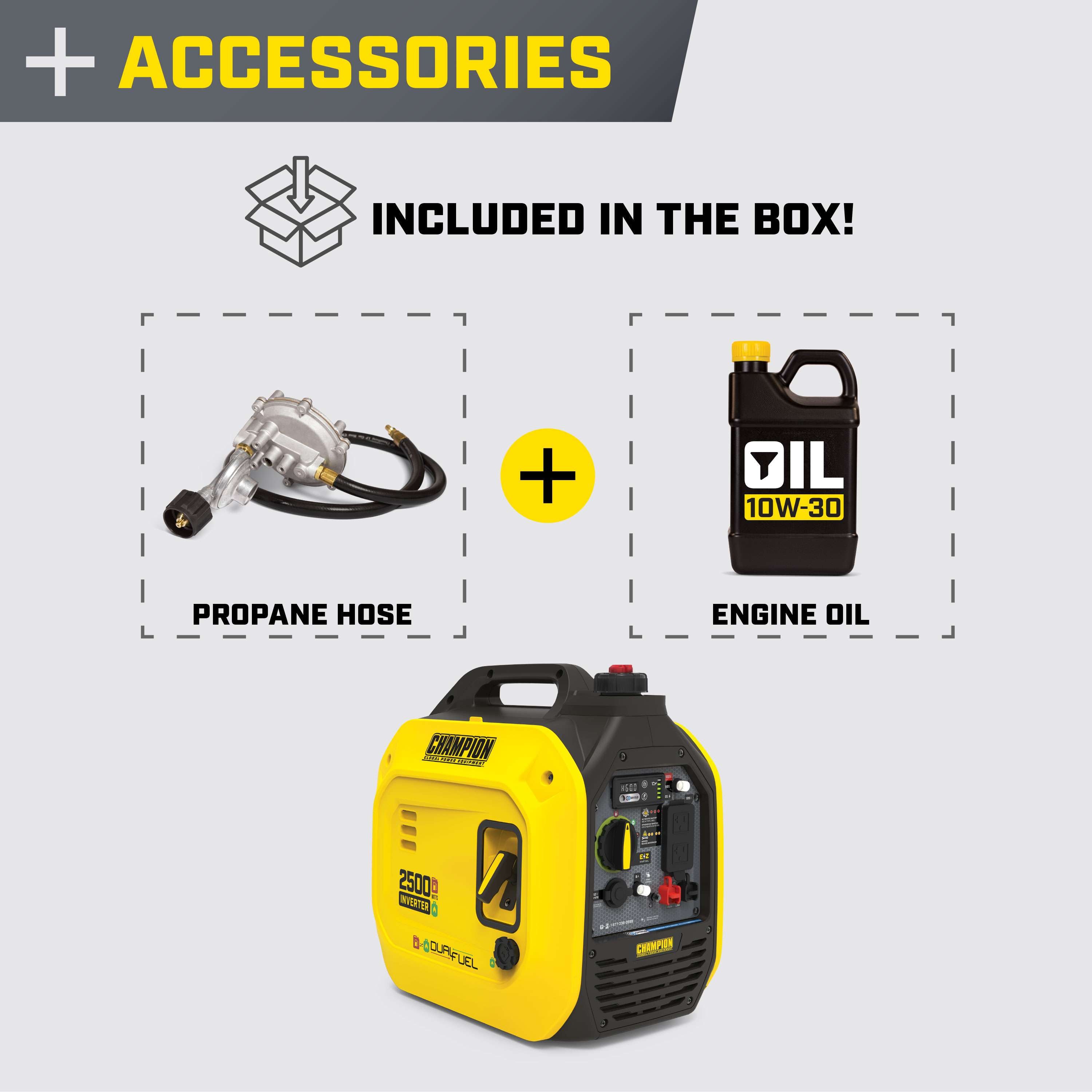 Champion 201323 1850W/2500W Generator Inverter Dual Fuel Gas Propane with CO Shield New