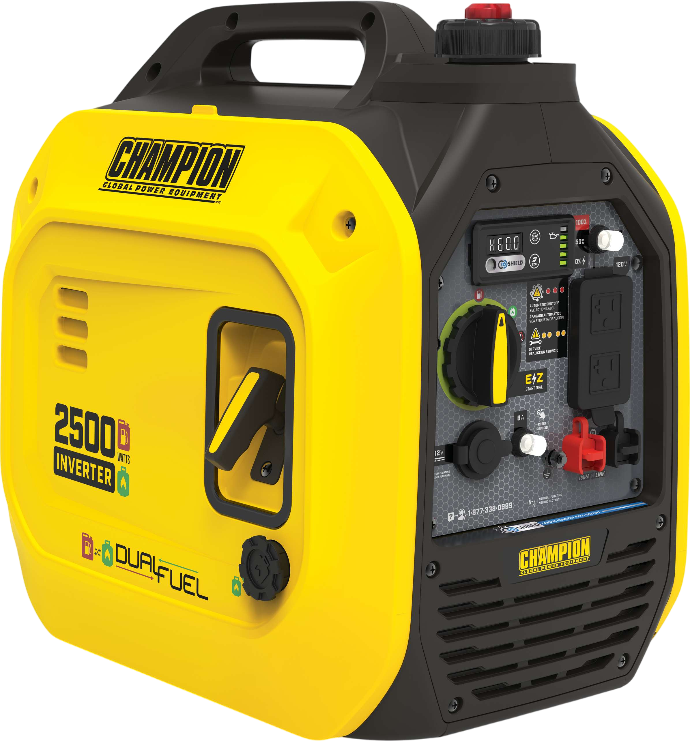 Champion 201323 1850W/2500W Generator Inverter Dual Fuel Gas Propane with CO Shield New