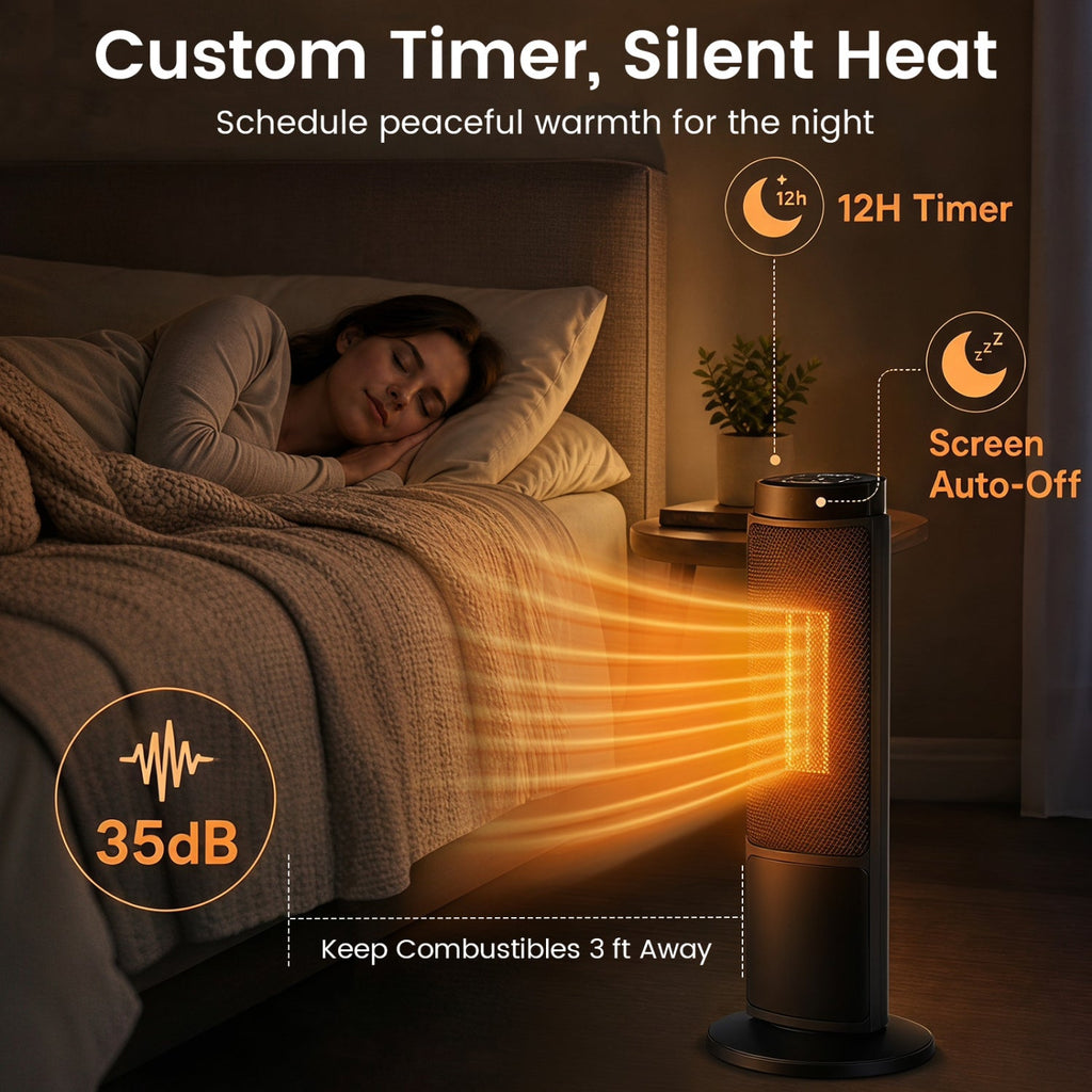 Costway 24" 1500W PTC Ceramic Tower Space Heater w/ 7-Color Flame 62805591 New