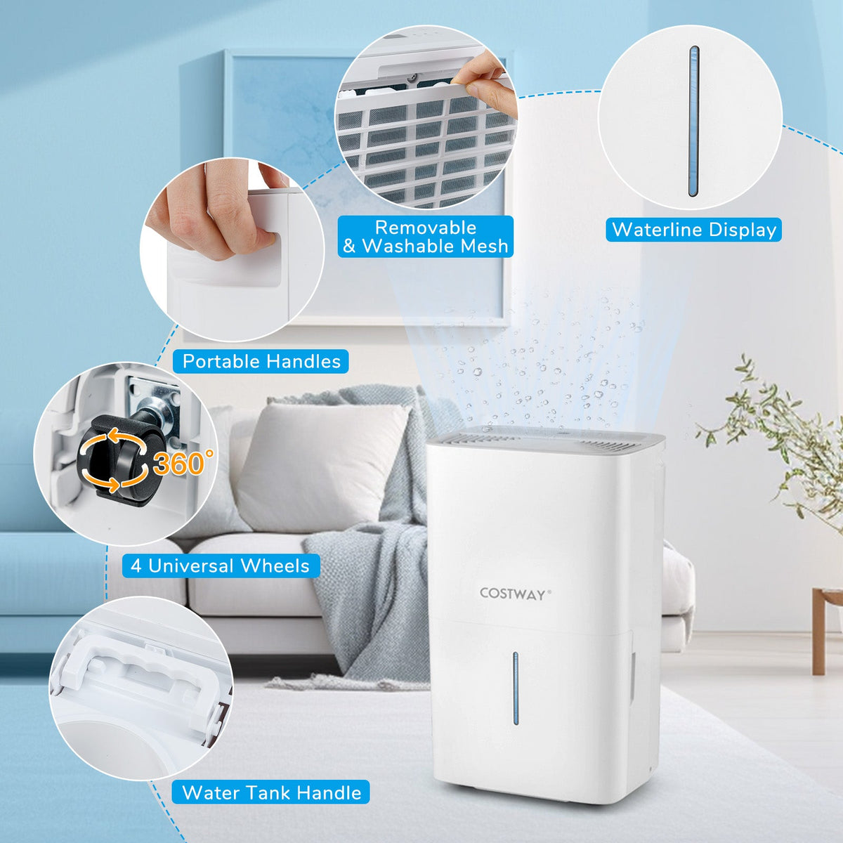 Costway 65 Pint Dehumidifier w/ 24H Timer LED Display 193628475 New