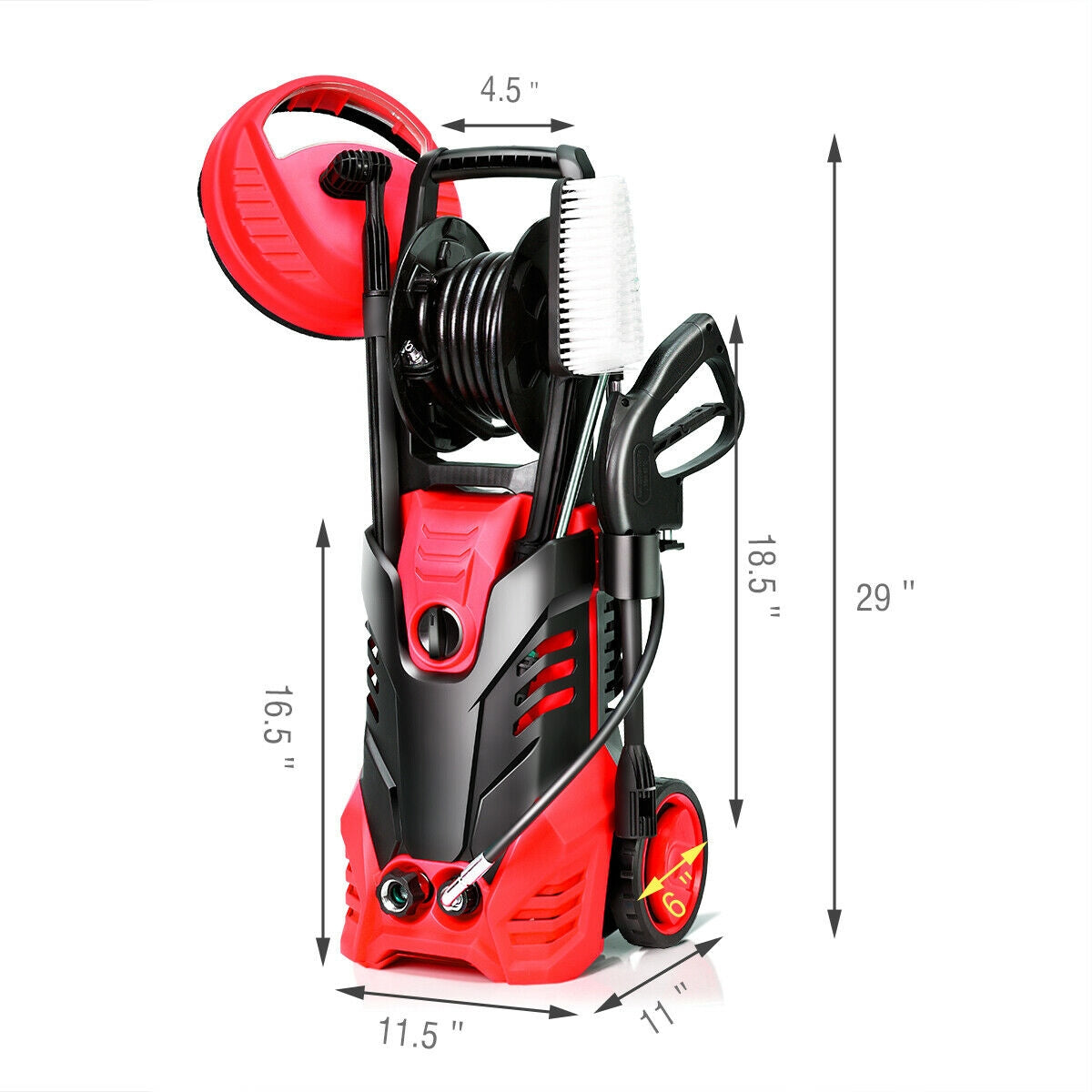 Costway 3000 PSI Electric High Pressure Washer w/ 5 Nozzles & Hose Reel 85169243 New