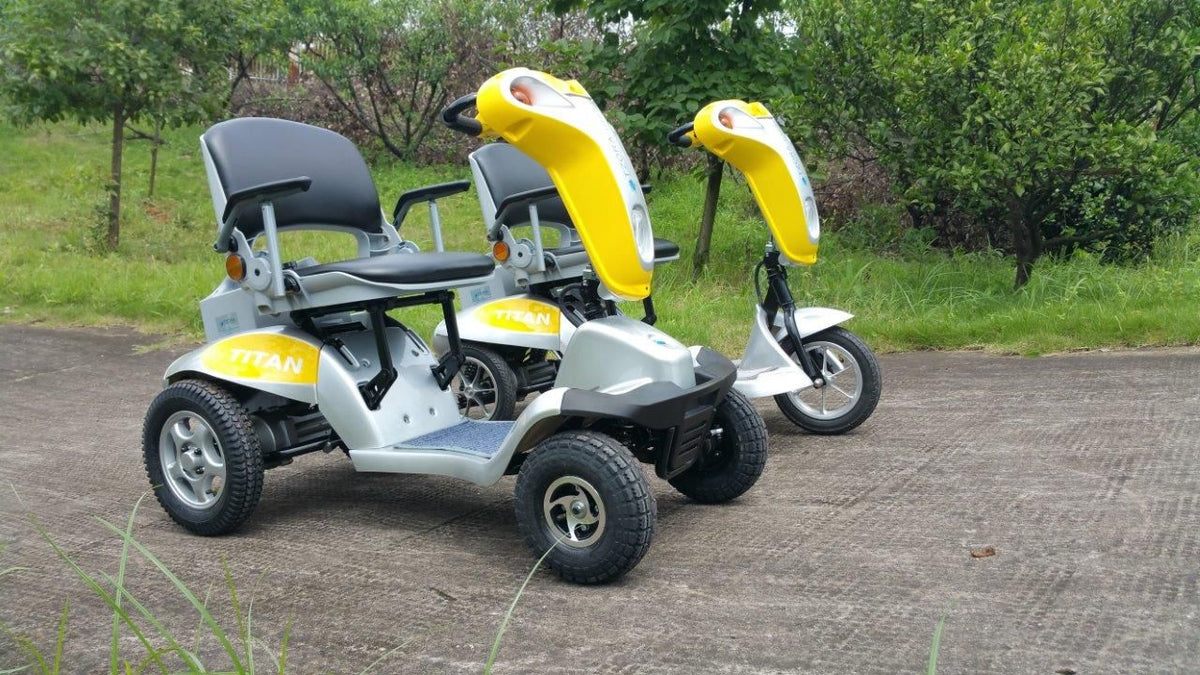 Tzora Titan Hummer XL 4 Wheel Heavy Duty Folding All Terrain Mobility Scooter Yellow New