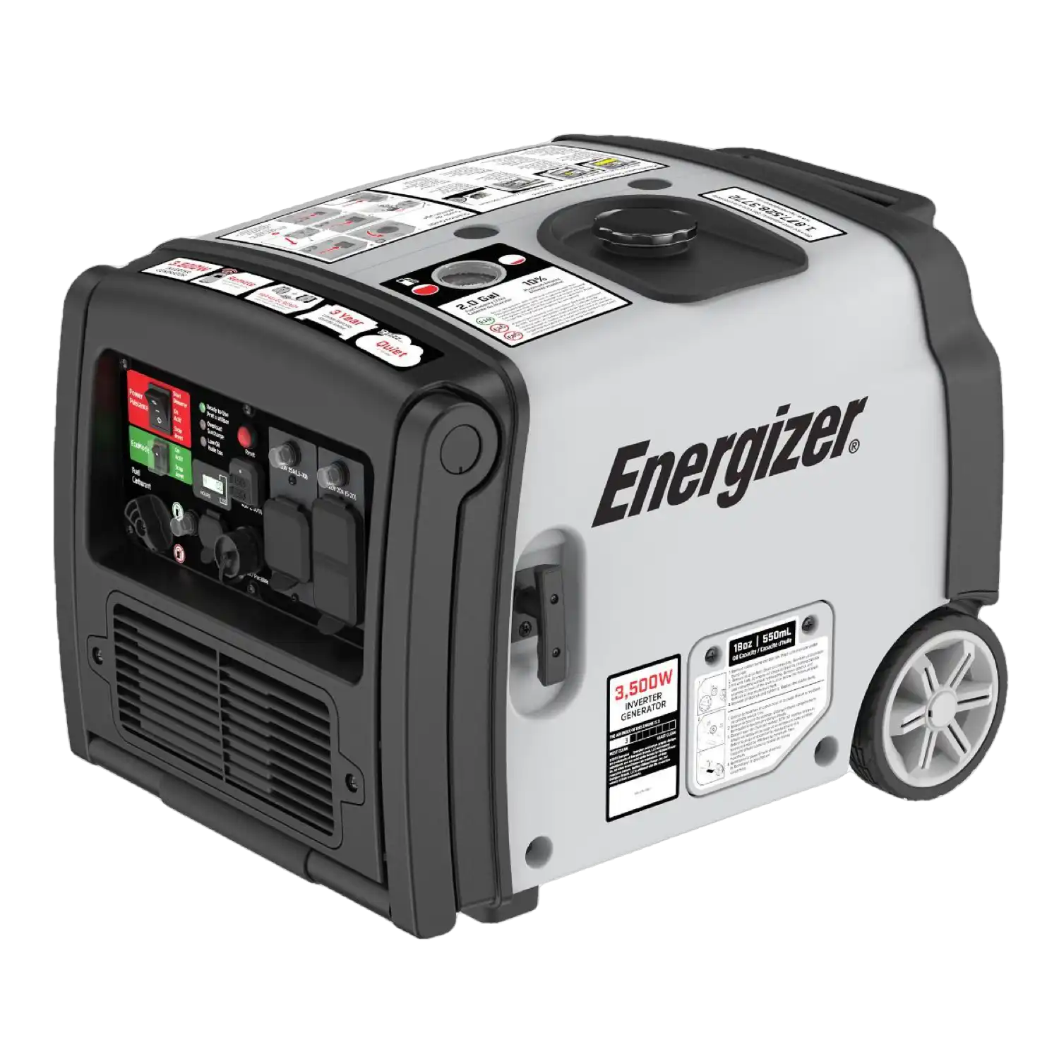 Energizer eZV3500P 3000W/3500W Gas Powered Inverter Generator with Remote Start New