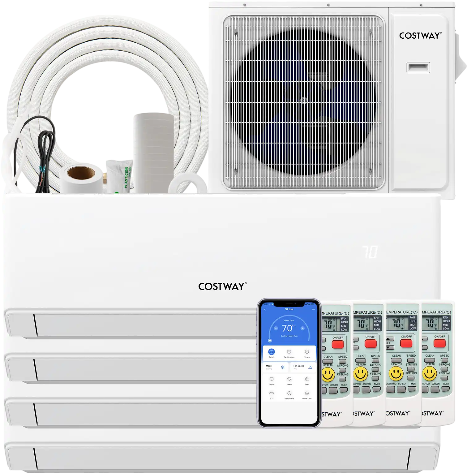 Costway UltrEco 30,000 BTU 4 Zone 23 SEER2 WiFi Mini Split Air Conditioner Heat Pump 534672918 New