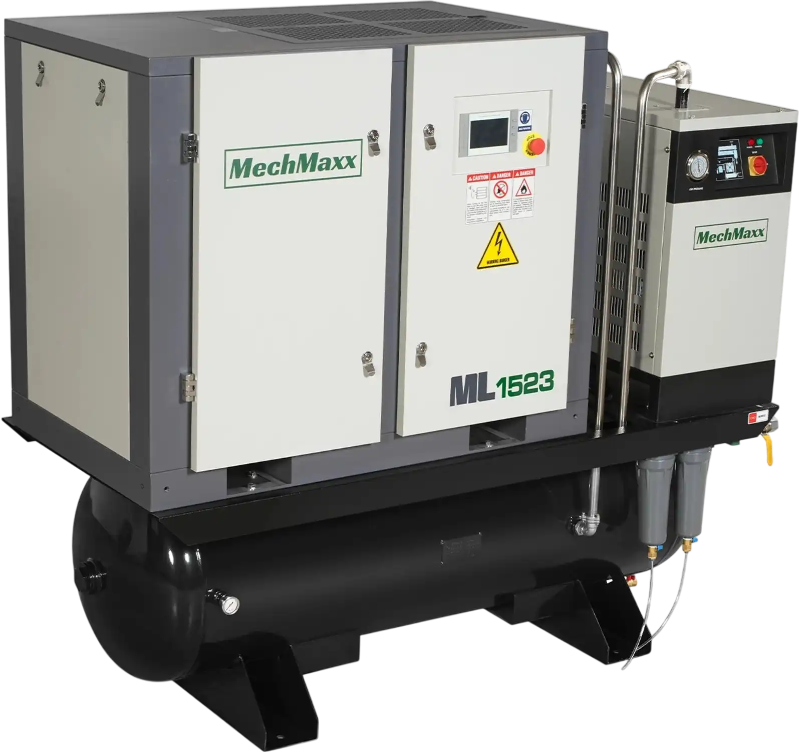 MechMaxx ML15 Air Compressor 15HP Rotary Screw with Dryer 105-Gal ASME Tank 45 CFM 116 PSI 230V 3-Phase Industrial Grade New