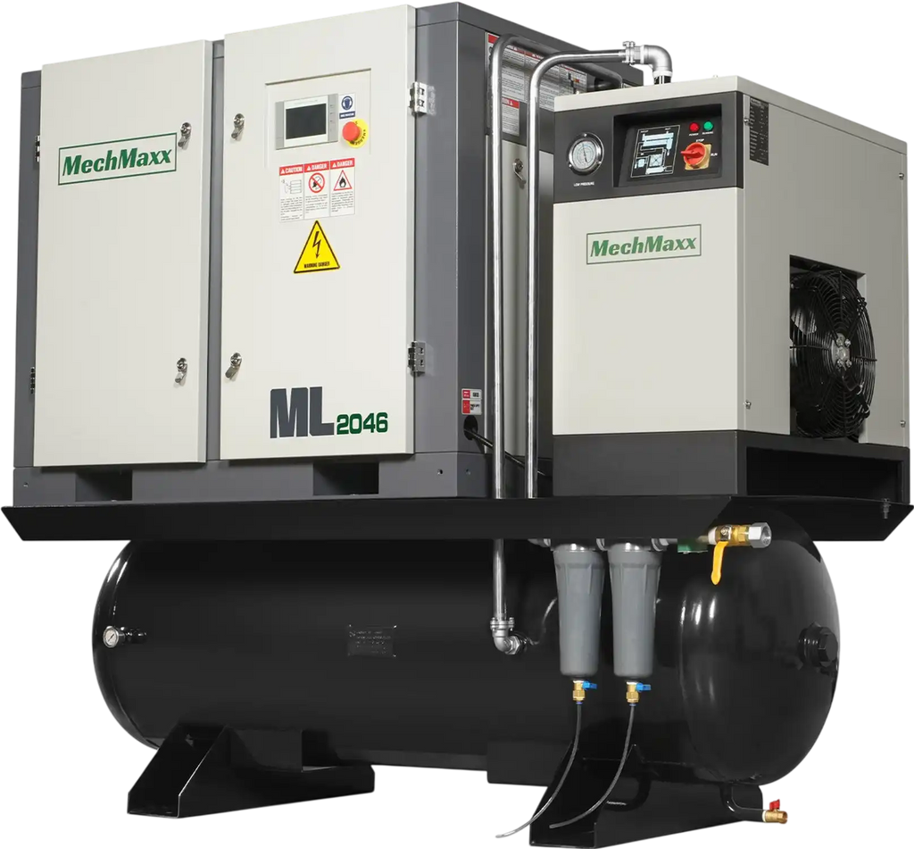MechMaxx ML2046 Air Compressor 20HP Rotary Screw with Dryer 105-Gal ASME Tank 78 CFM 116 PSI 460V 3-Phase Industrial Grade New