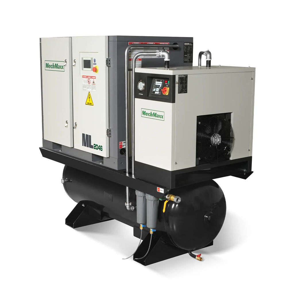 MechMaxx ML2046 Air Compressor 20HP Rotary Screw with Dryer 105-Gal ASME Tank 78 CFM 116 PSI 460V 3-Phase Industrial Grade New