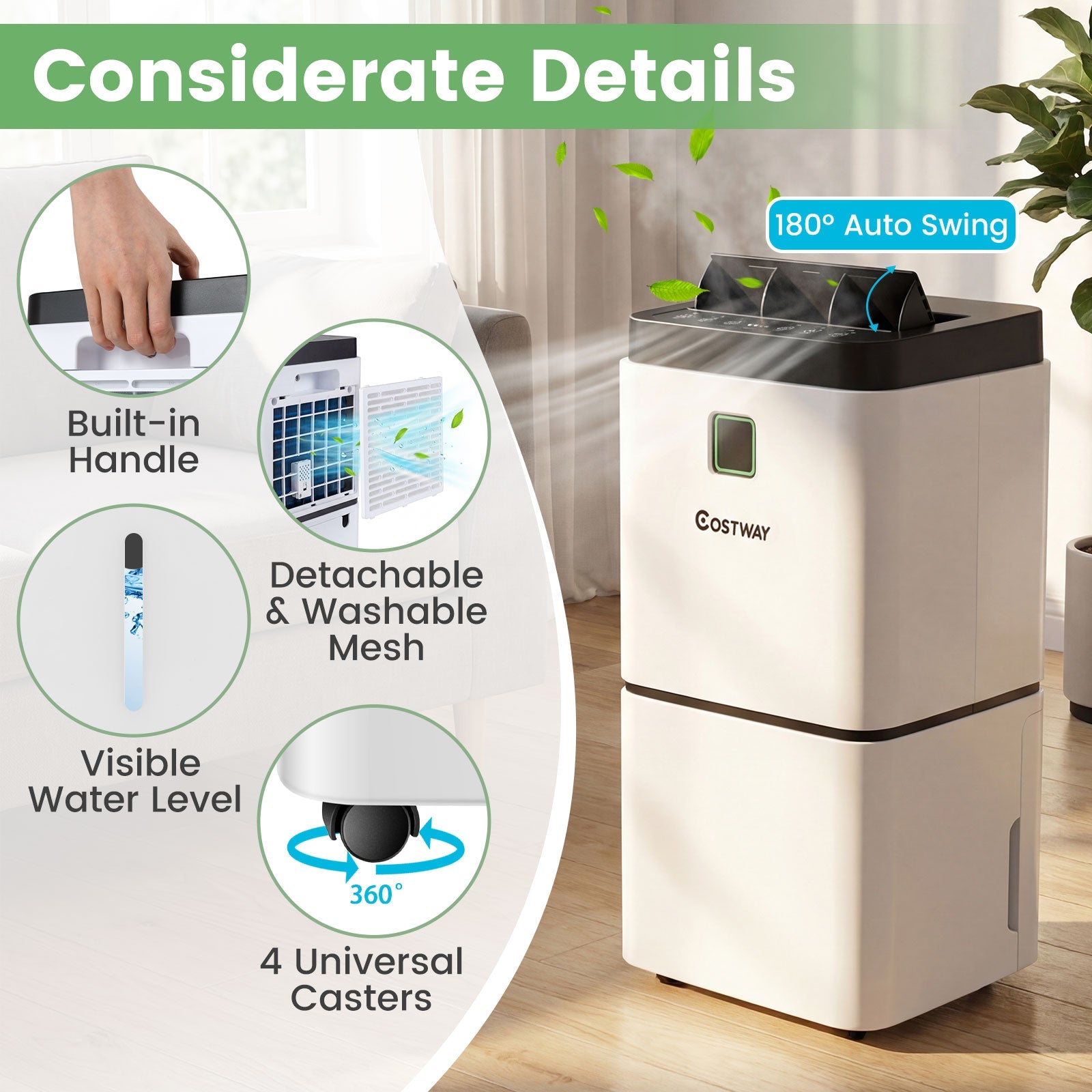 Costway 30 Pint 1500 Sq. Ft. Dehumidifier Medium to Large Room w/ Indicator 71983024 New