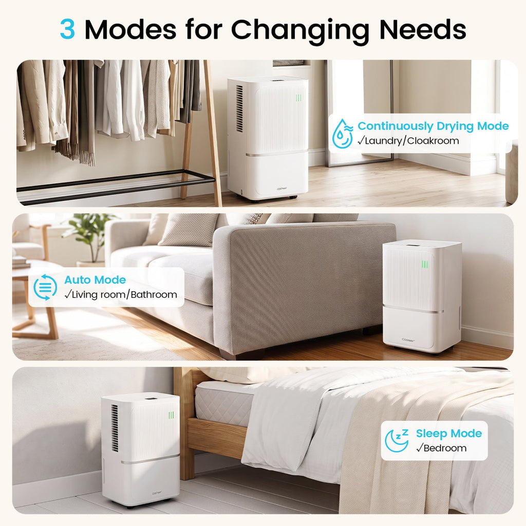 Costway 32 Pint Dehumidifier w/ Drain Hose Intelligent Control 2500 Sq Ft 54913037 New