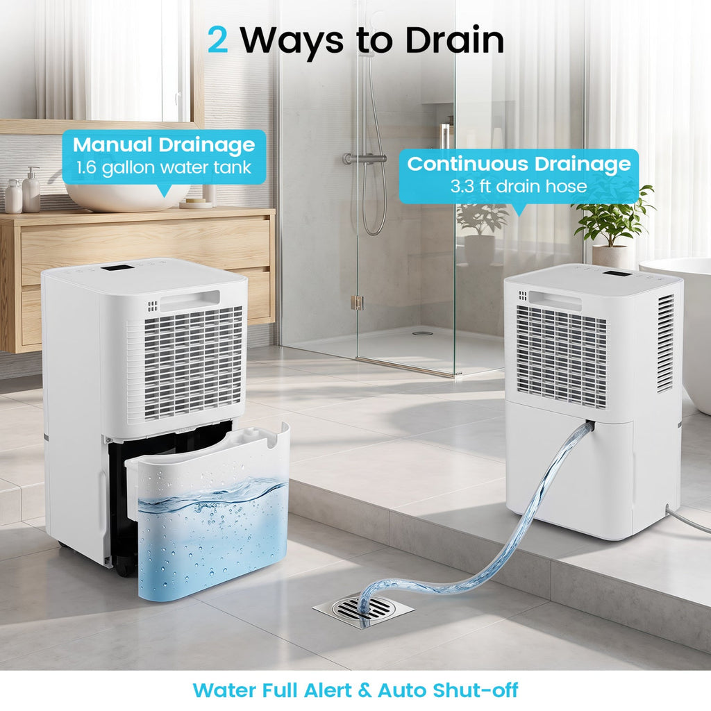 Costway 32 Pint Dehumidifier w/ Drain Hose Intelligent Control 2500 Sq Ft 54913037 New