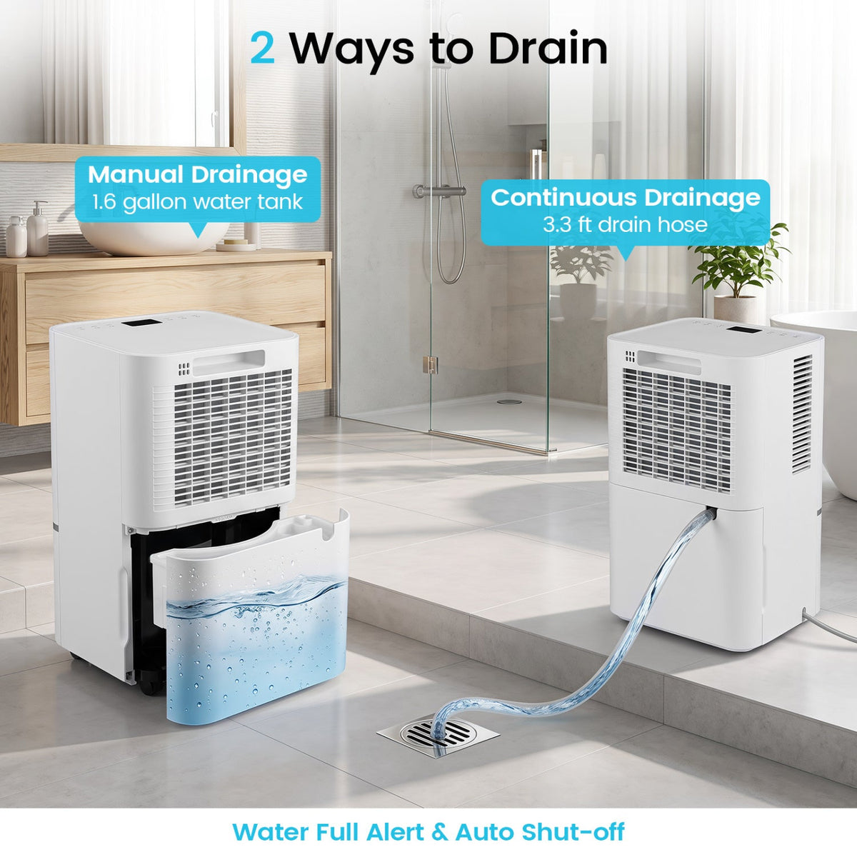 Costway 32 Pint Dehumidifier w/ Drain Hose Intelligent Control 2500 Sq Ft 54913037 New