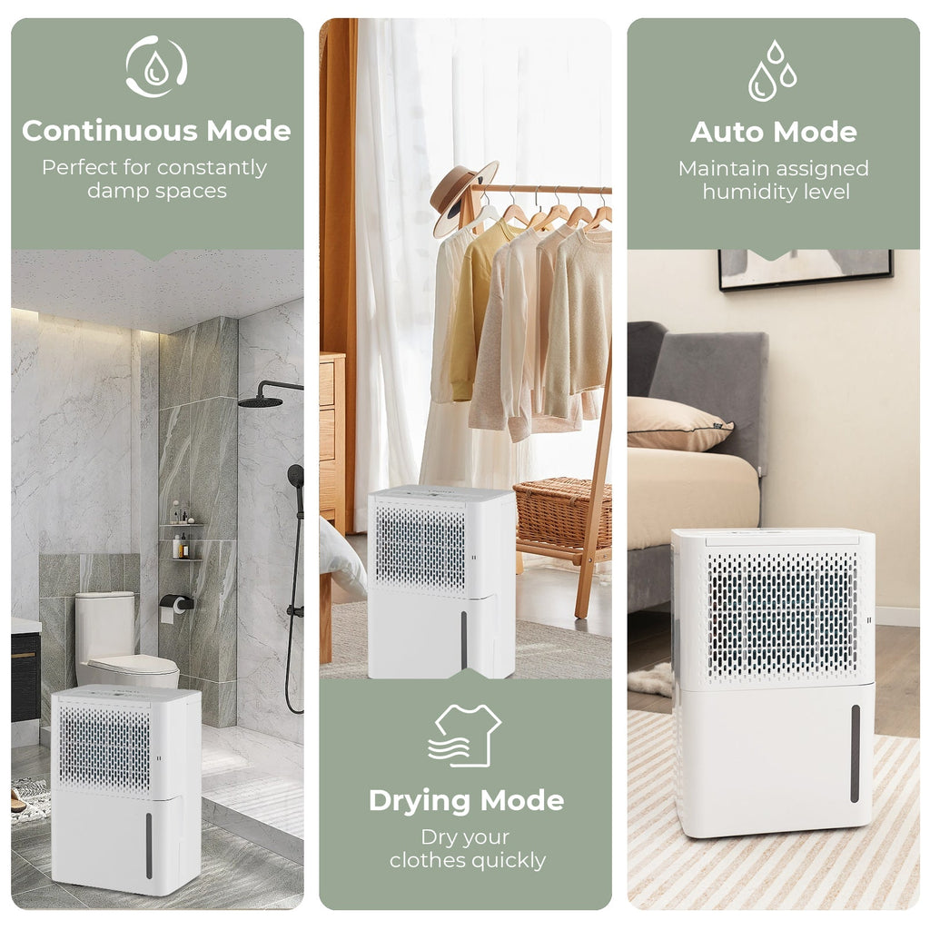 Costway 32 Pint 2000 Sq. Ft Dehumidifier Continuous Drying Auto Mode 92513468 New