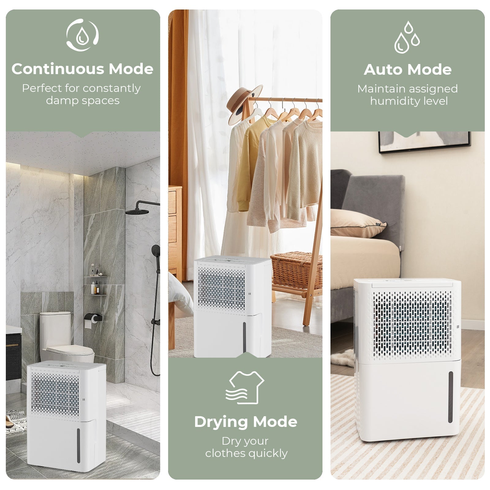 Costway 32 Pint 2000 Sq. Ft Dehumidifier Continuous Drying Auto Mode 92513468 New