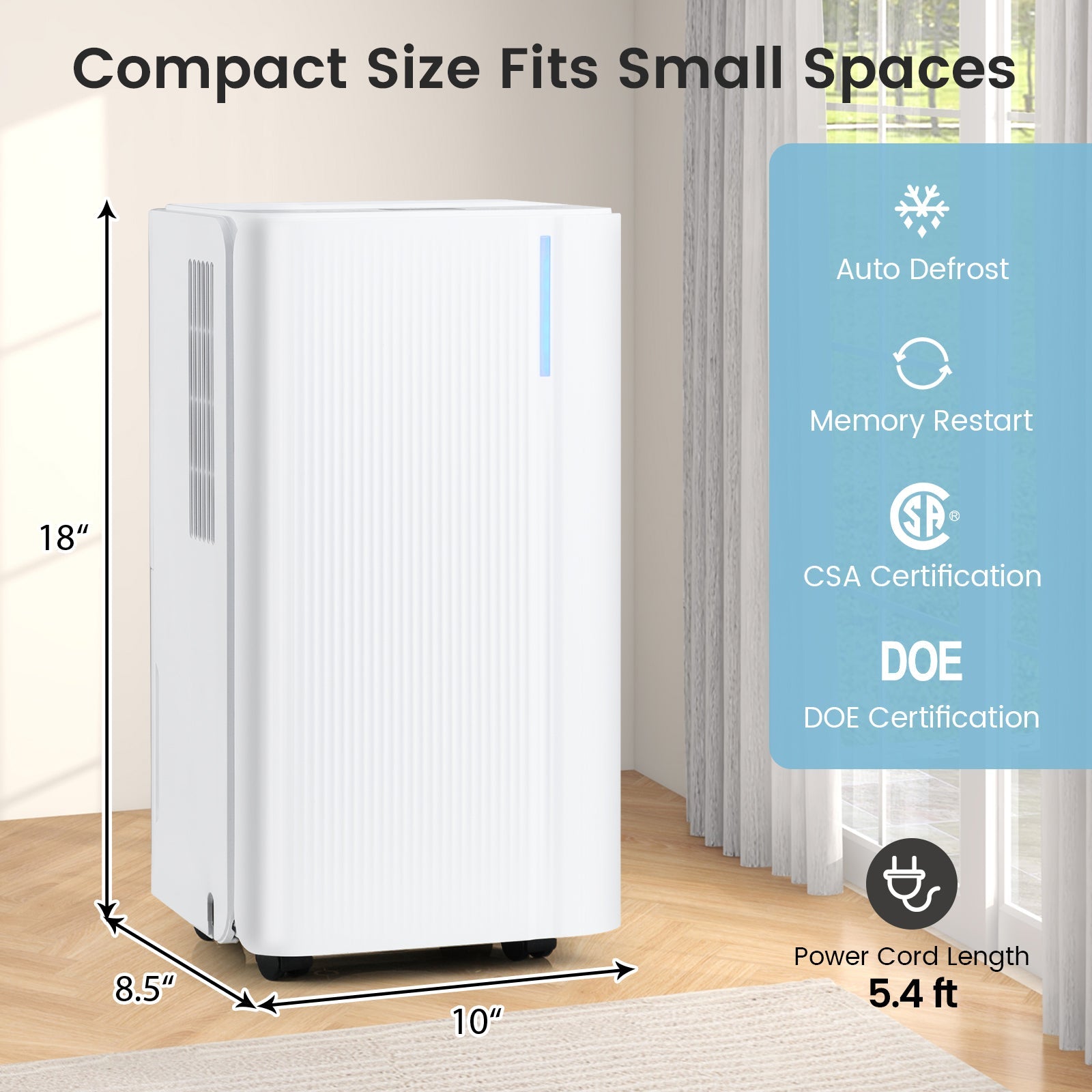 Costway 32 Pint 2000 Sq.ft Portable Home Basement Dehumidifier 14530374 New