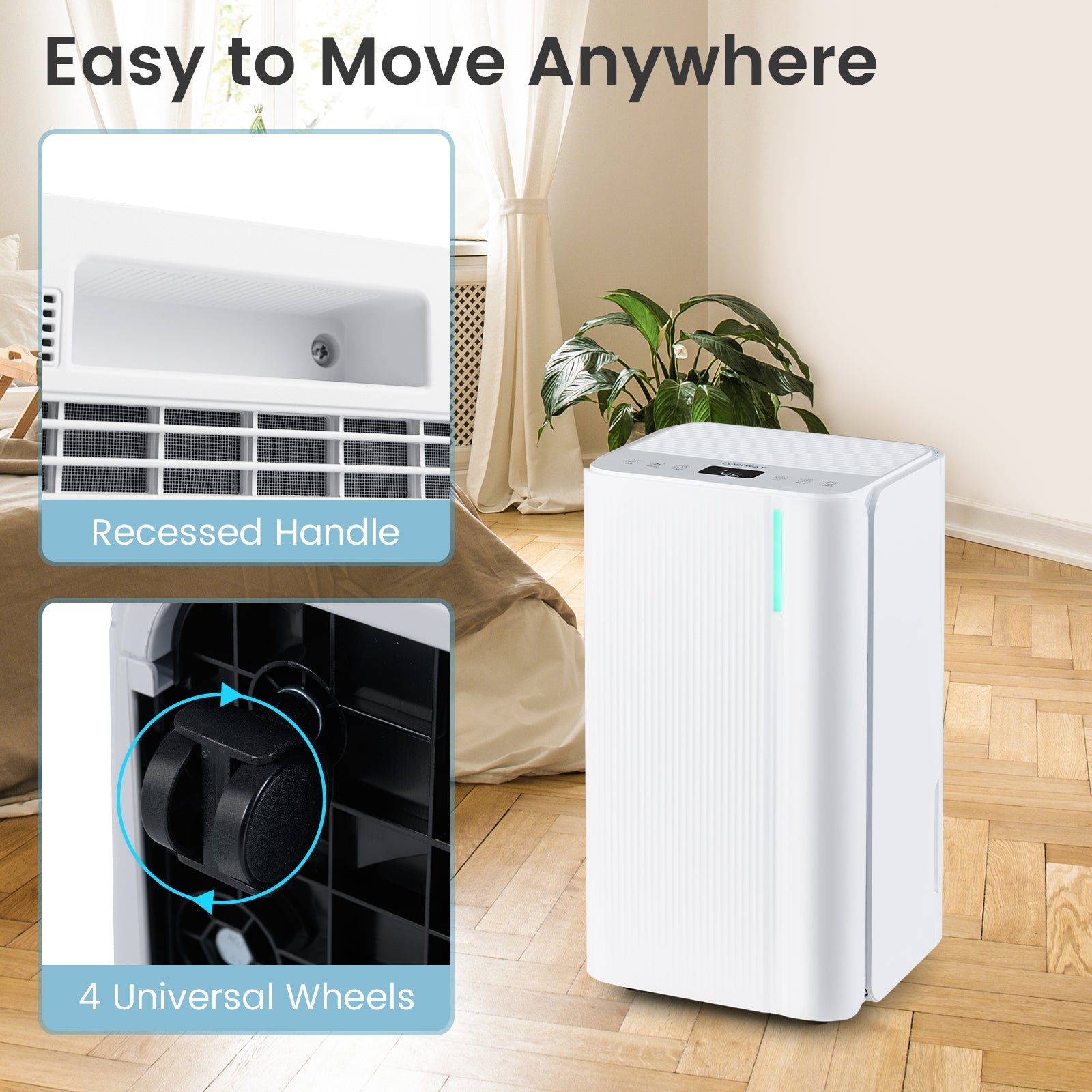 Costway 32 Pint 2000 Sq.ft Portable Home Basement Dehumidifier 14530374 New