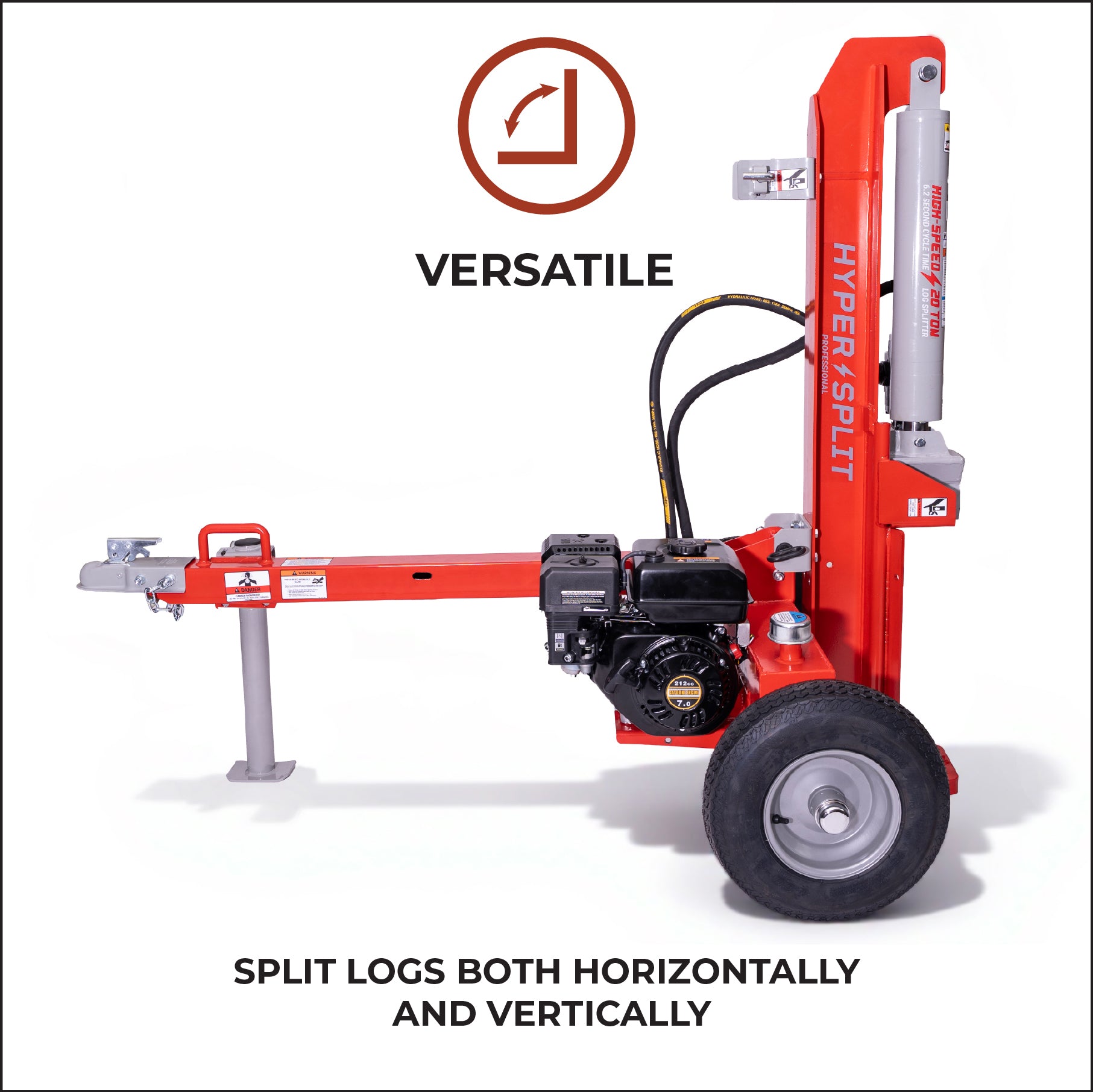 Hyper Split 33-267 Log Splitter 20 Ton Vertical/Horizontal 7 HP Rato 212cc Engine New