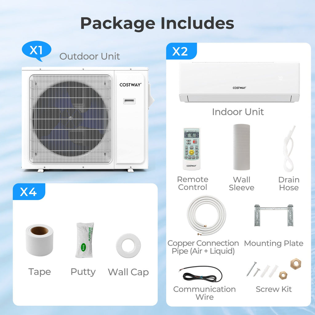 Costway UltrEco 36000 BTU 2 Zone 23 SEER2 Mini Split Air Conditioner Heat Pump WiFi 689472531 New