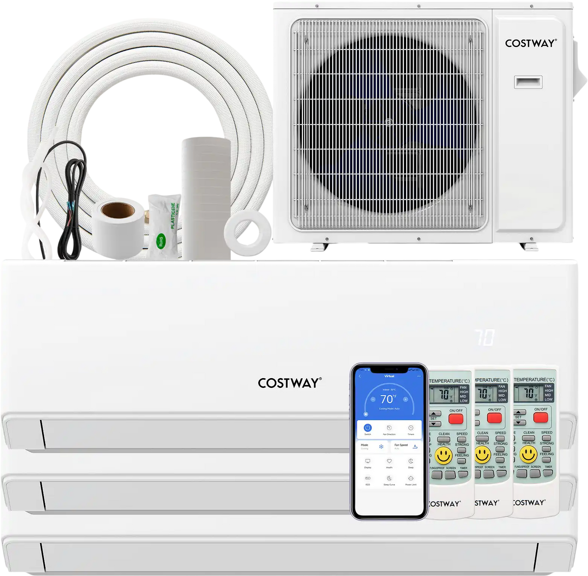 Costway UltrEco 36000 BTU 3 Zone 23 SEER2 Mini Split Air Conditioner Heat Pump WiFi 218739645 New