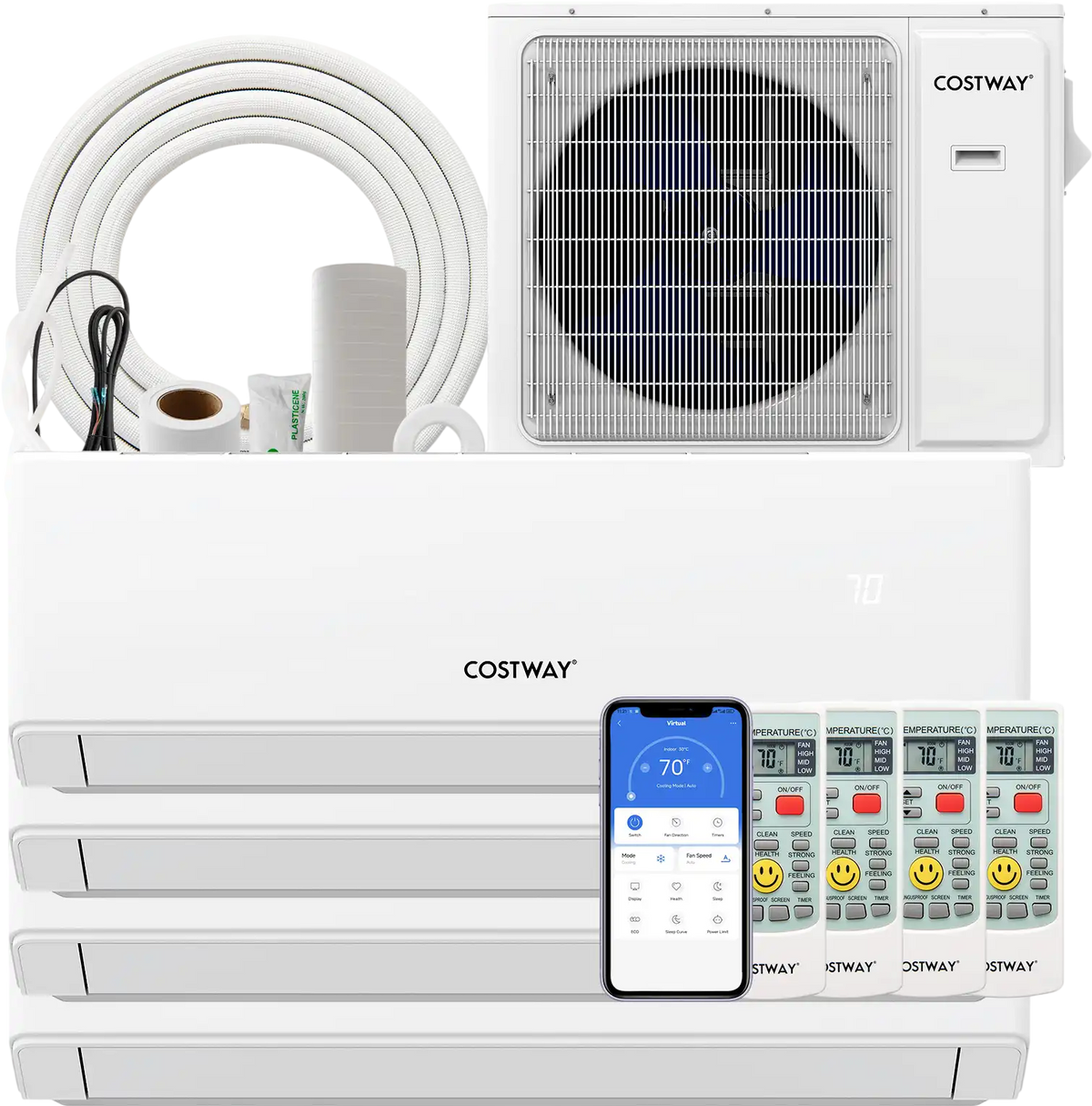 Costway UltrEco 36000 BTU 4 Zone 23 SEER2 Mini Split Air Conditioner Heat Pump WiFi 687195324 New