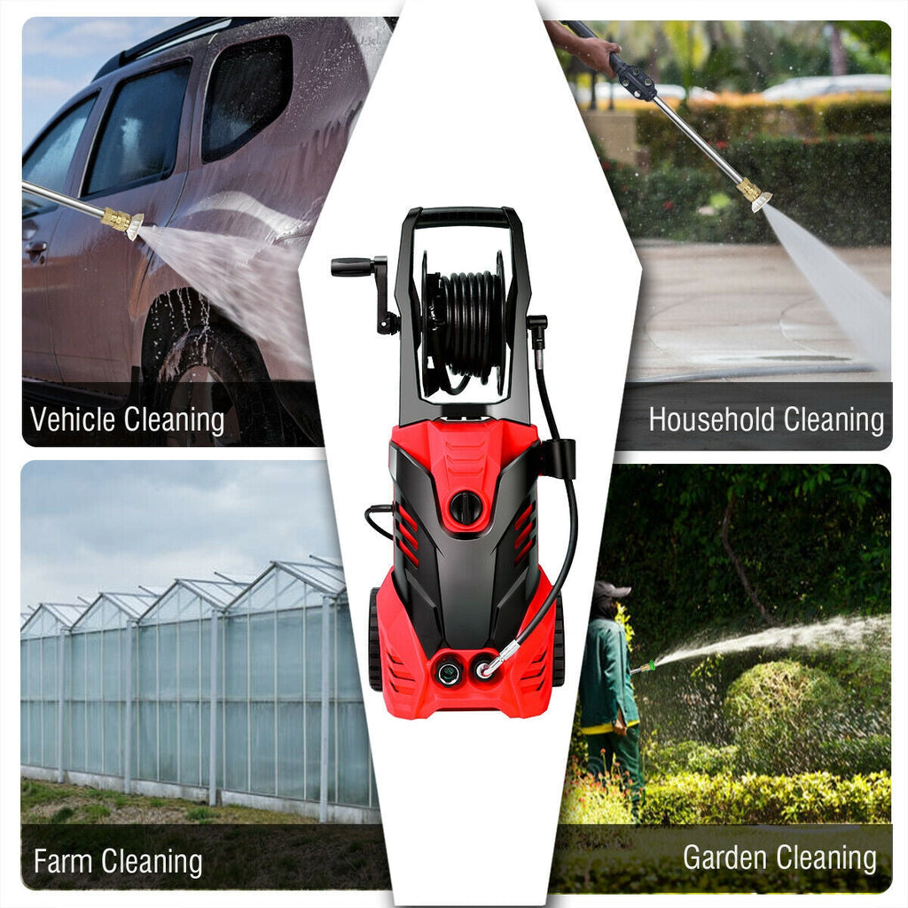 Costway 3000 PSI Electric High Pressure Washer w/ 5 Nozzles & Hose Reel 85169243 New