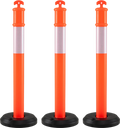 Costway 3-Pack Traffic Delineator Posts w/ Fillable Base Reflective Safety Cones 73217185 New