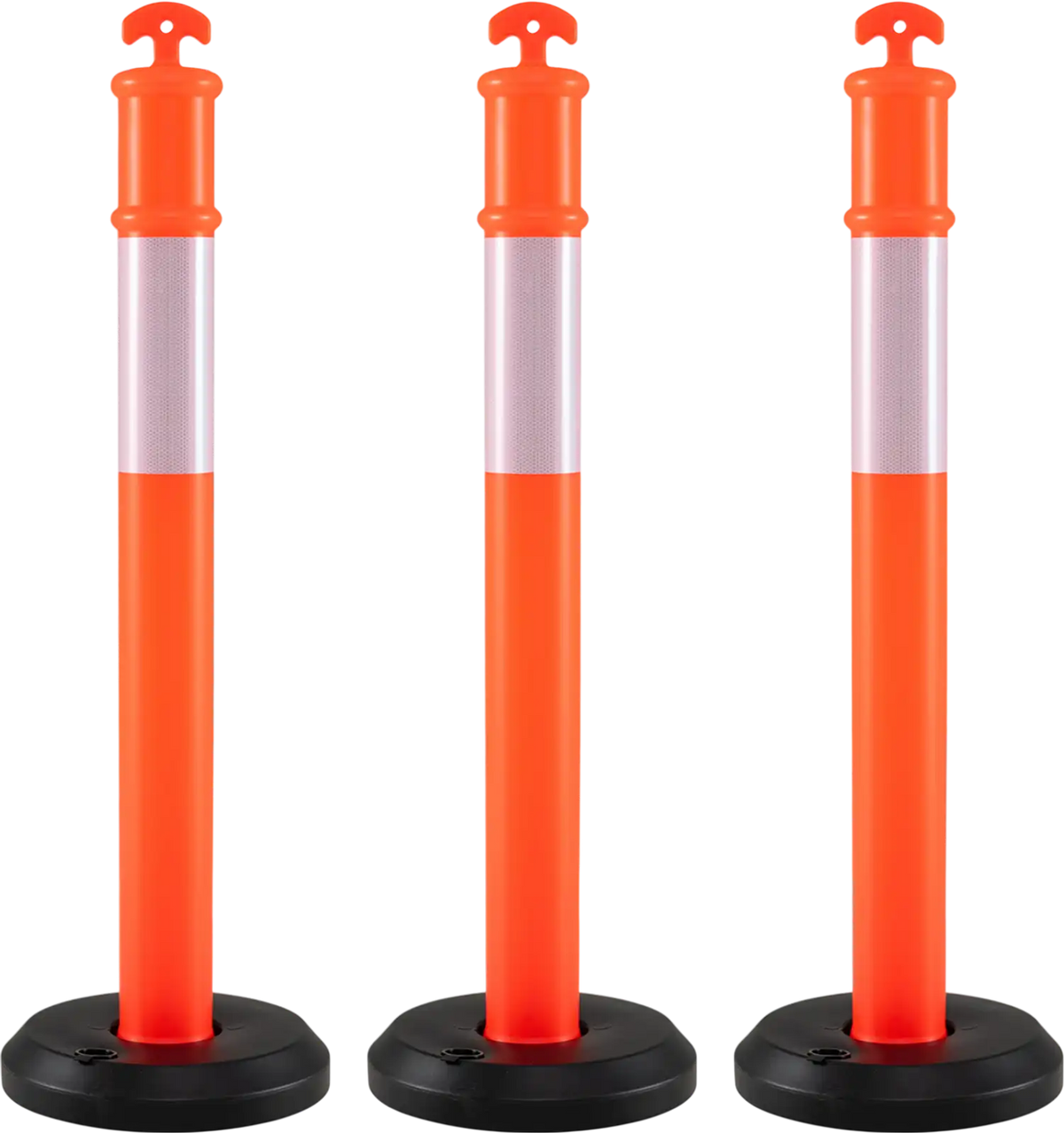 Costway 3-Pack Traffic Delineator Posts w/ Fillable Base Reflective Safety Cones 73217185 New