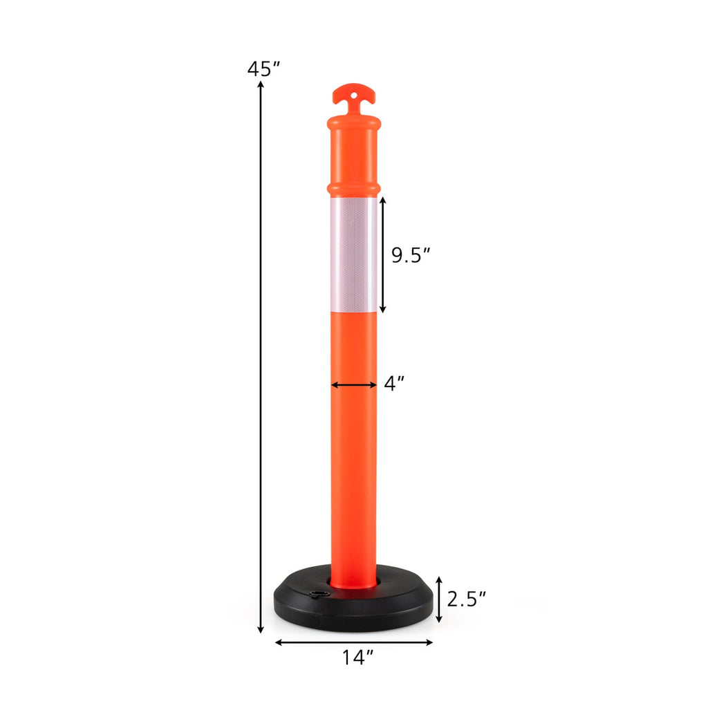 Costway 3-Pack Traffic Delineator Posts w/ Fillable Base Reflective Safety Cones 73217185 New