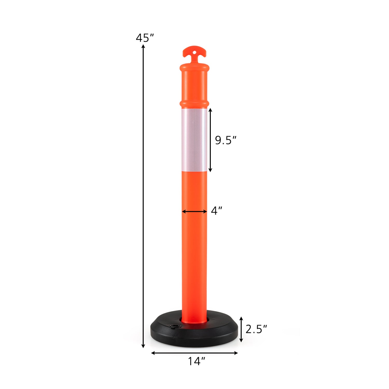 Costway 3-Pack Traffic Delineator Posts w/ Fillable Base Reflective Safety Cones 73217185 New