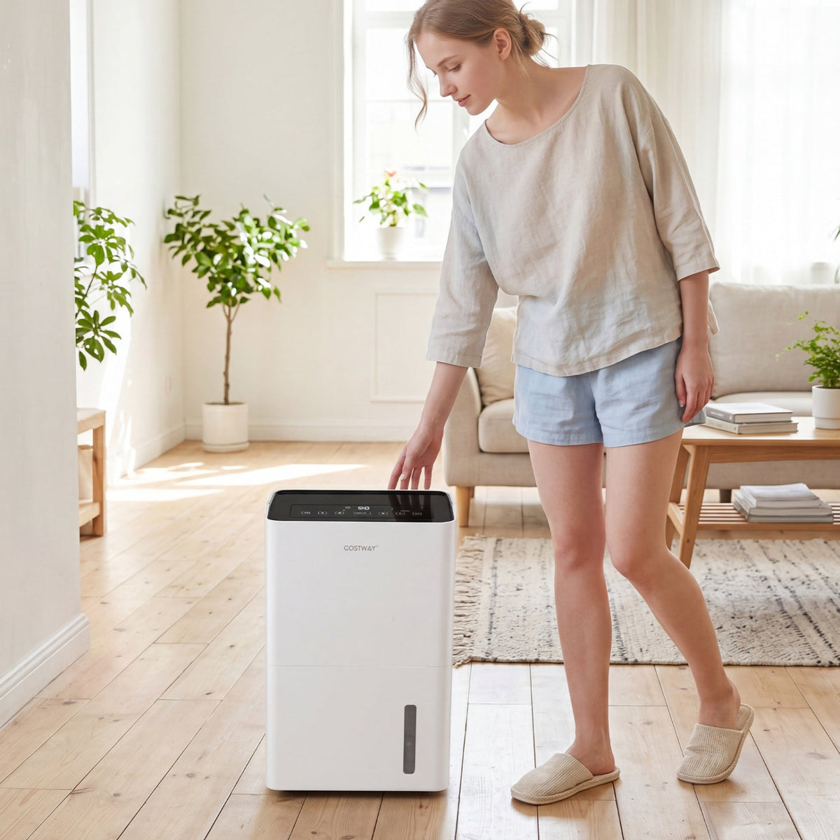 Costway 80 Pint 4000 Sq.Ft Compressor Dehumidifier w/ Drain Hose Smart Humidity Control Child Lock 84095466 New