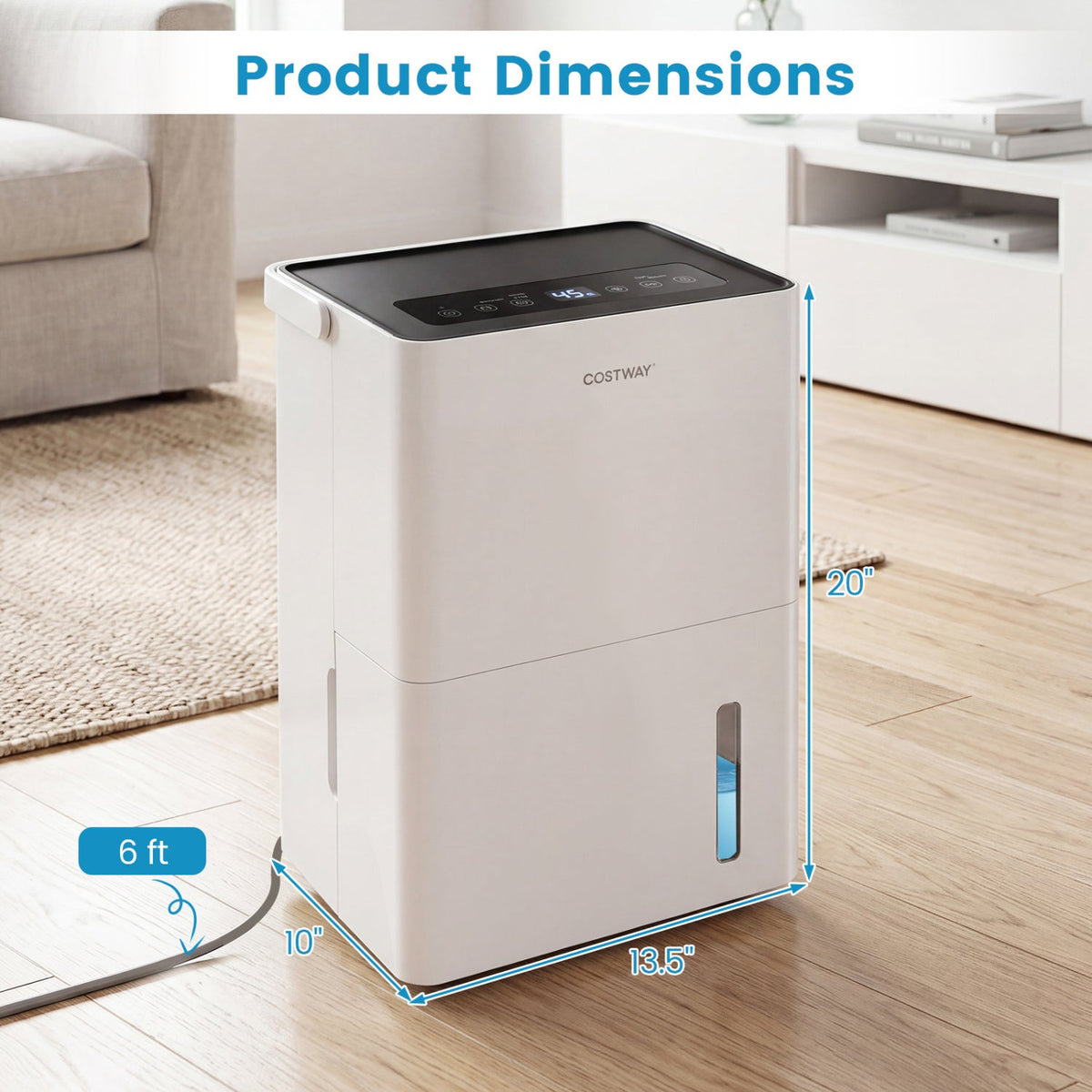 Costway 80 Pint 4000 Sq.Ft Compressor Dehumidifier w/ Drain Hose Smart Humidity Control Child Lock 84095466 New