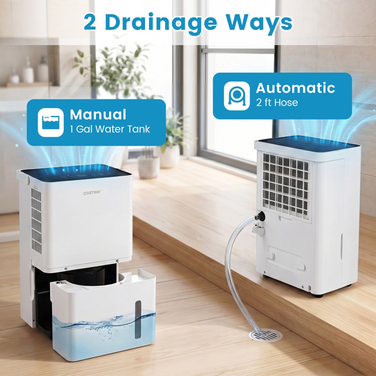 Costway 80 Pint 4000 Sq.Ft Compressor Dehumidifier w/ Drain Hose Smart Humidity Control Child Lock 84095466 New