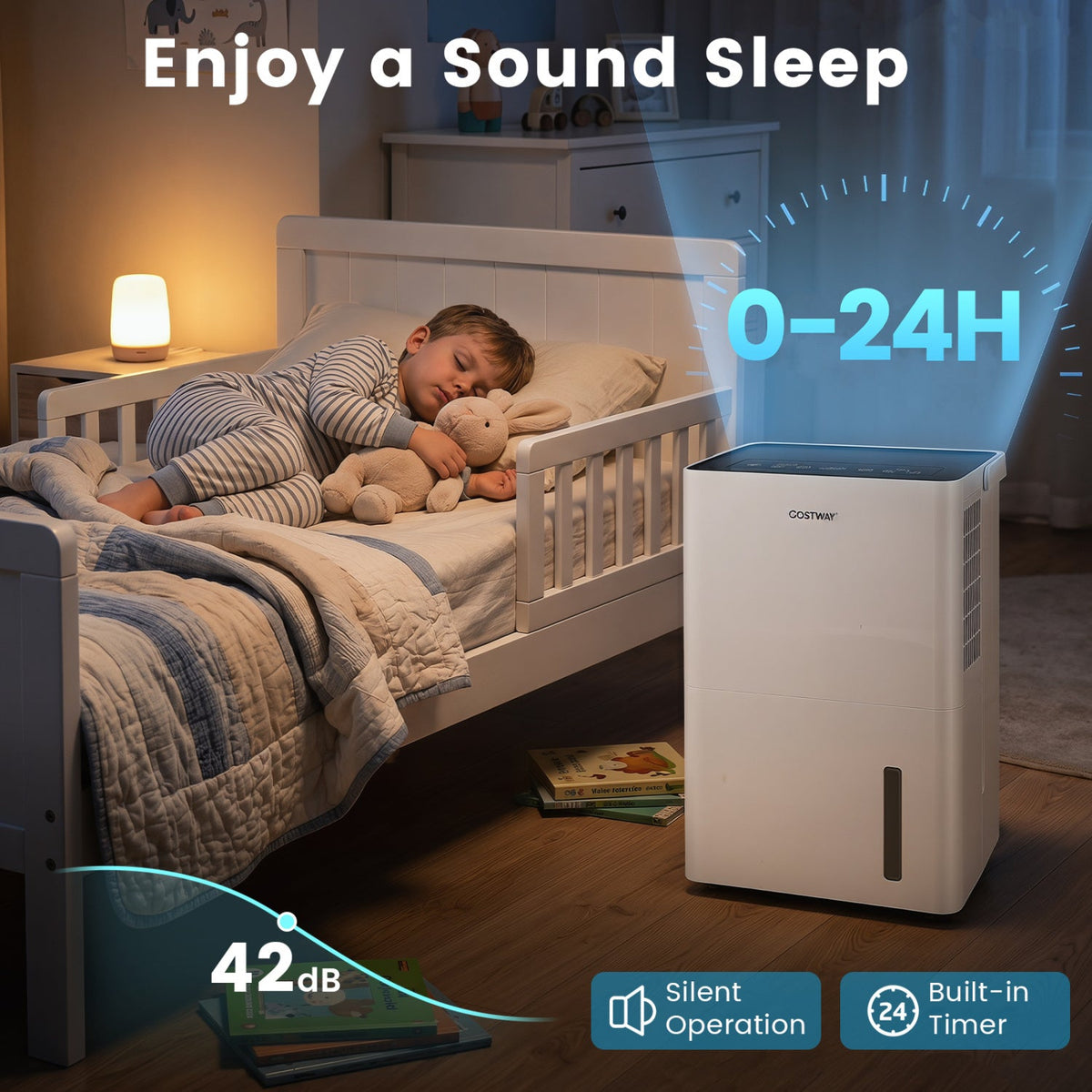 Costway 80 Pint 4000 Sq.Ft Compressor Dehumidifier w/ Drain Hose Smart Humidity Control Child Lock 84095466 New