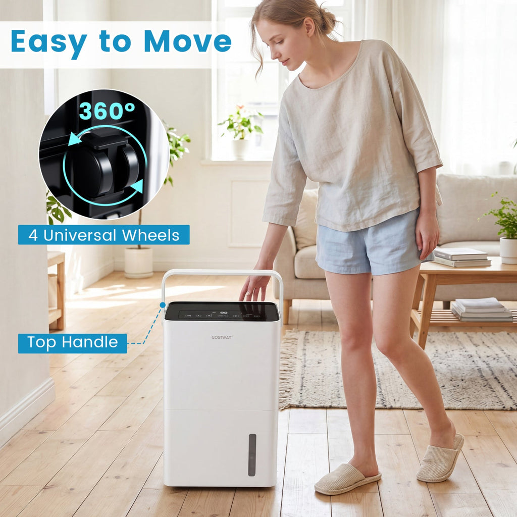 Costway 80 Pint 4000 Sq.Ft Compressor Dehumidifier w/ Drain Hose Smart Humidity Control Child Lock 84095466 New