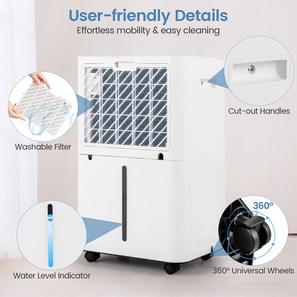 Costway 54 Pint 4500 Sq.Ft Dehumidifier for Home Basement 98874807 New