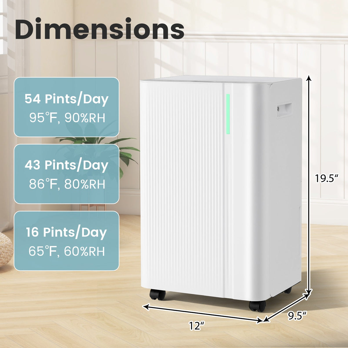 Costway 54 Pint 4500 Sq.Ft Dehumidifier w/ Drain Hose for Home 40426013 New