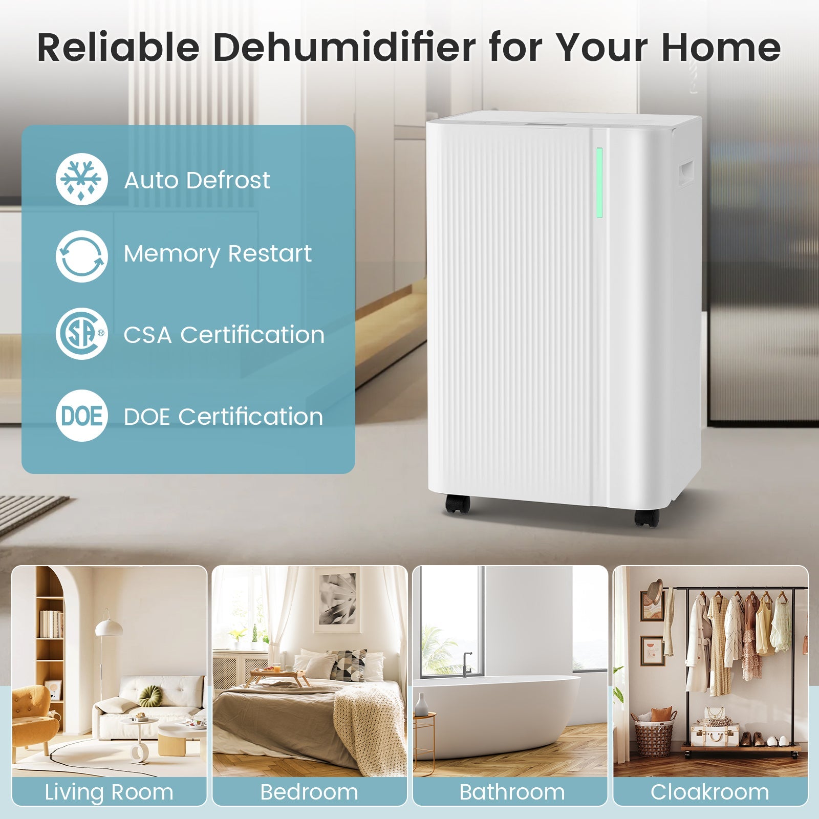 Costway 54 Pint 4500 Sq.Ft Dehumidifier w/ Drain Hose for Home 40426013 New