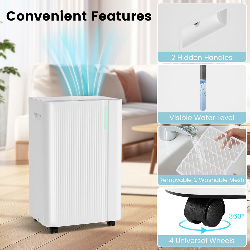 Costway 54 Pint 4500 Sq.Ft Dehumidifier w/ Drain Hose for Home 40426013 New