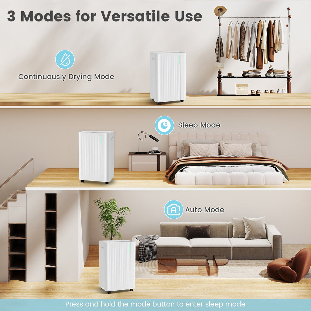 Costway 54 Pint 4500 Sq.Ft Dehumidifier w/ Drain Hose for Home 40426013 New