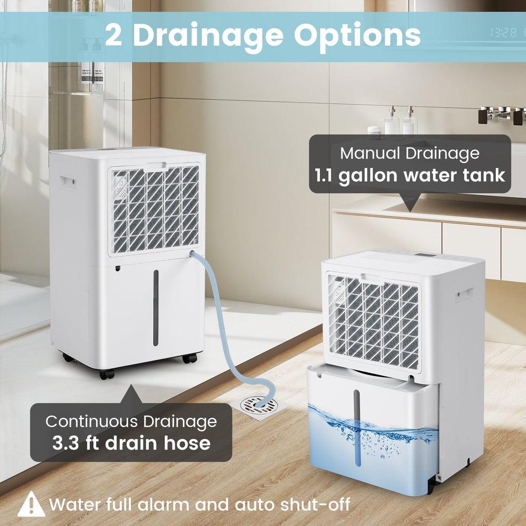 Costway 54 Pint 4500 Sq.Ft Dehumidifier w/ Drain Hose for Home 40426013 New