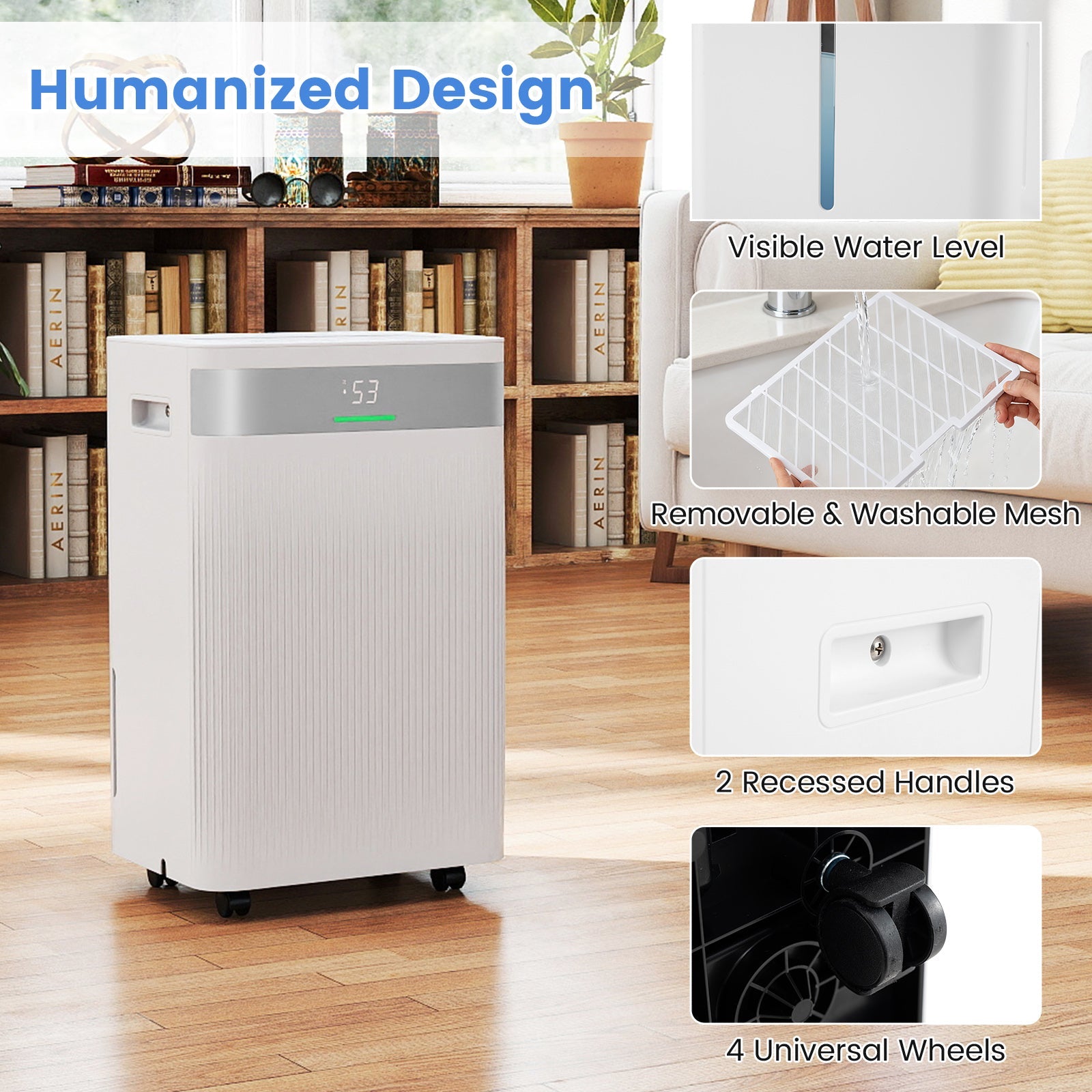 Costway 54 Pint 4500 Sq.Ft Home Dehumidifier 14331523 New