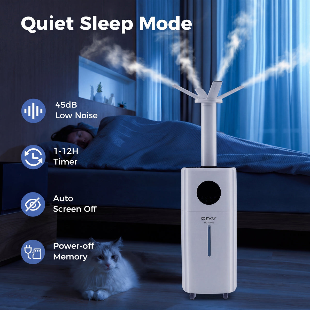 Costway 5.5Gal Whole House Humidifier 360° Nozzles Power-Off Memory 782964531 New