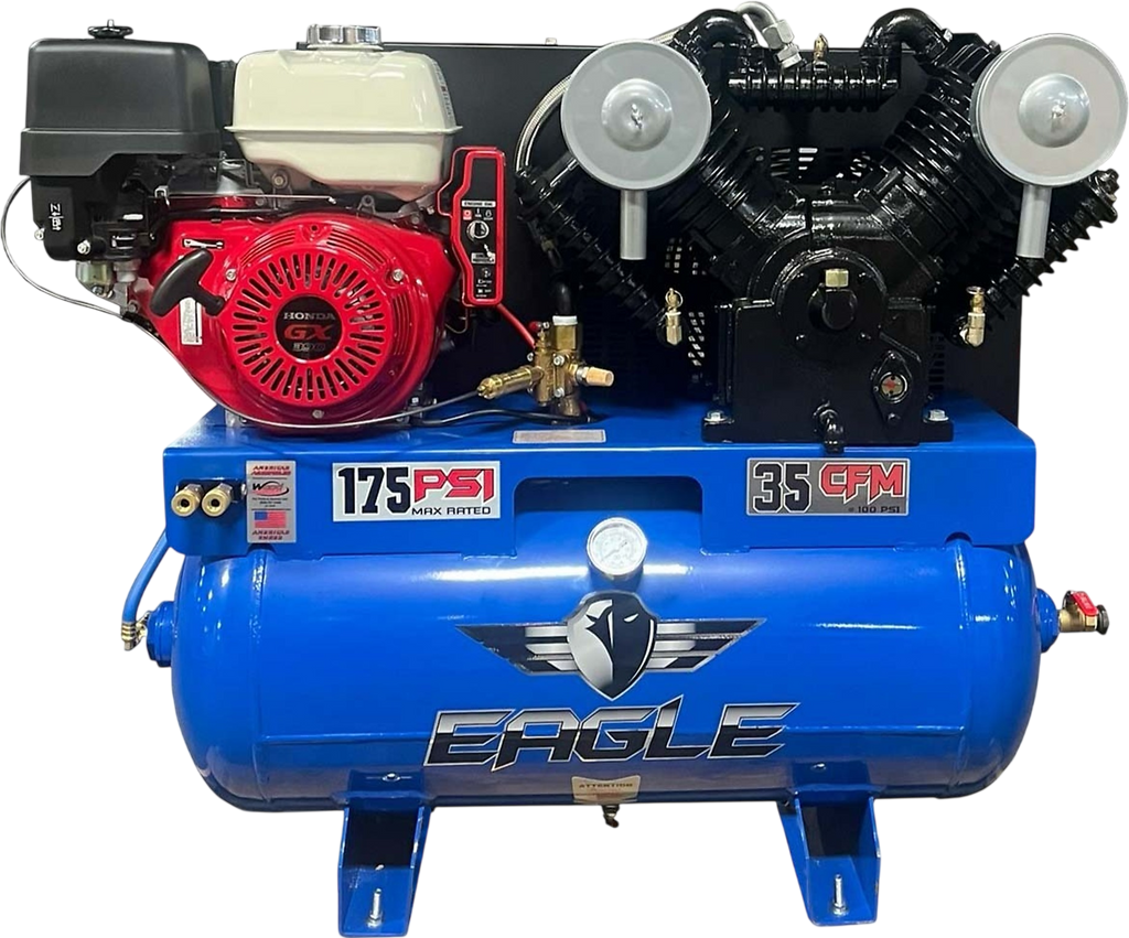 Eagle Truck Mount Air Compressor Two Stage 175 PSI 30 Gal. 13 HP Honda GX390 Electric Start New